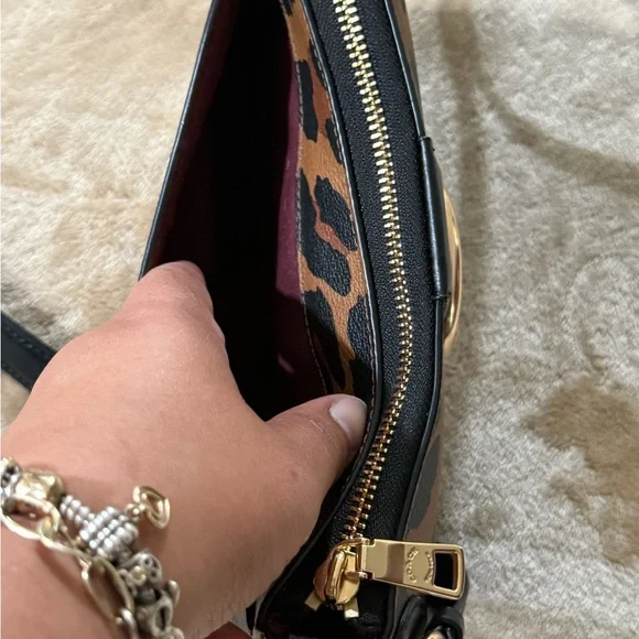 Coach Brown and Black Crossbody Bag with Monogram Pattern - Picture 5 of 8